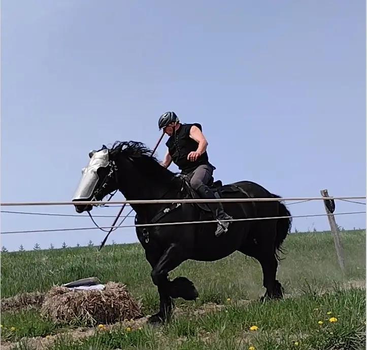 Throwing the spear from horseback